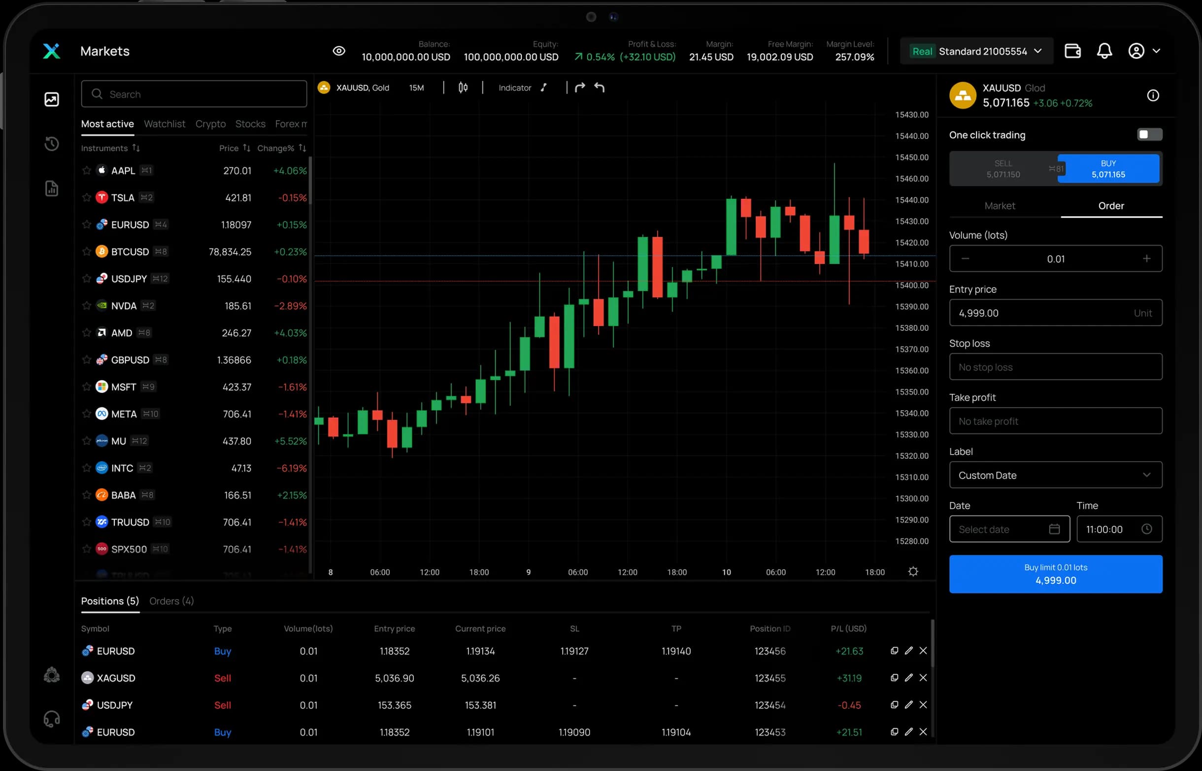IUX WebTrade · Không gian làm việc trực tiếp: Xem mọi thị trường trong một không gian